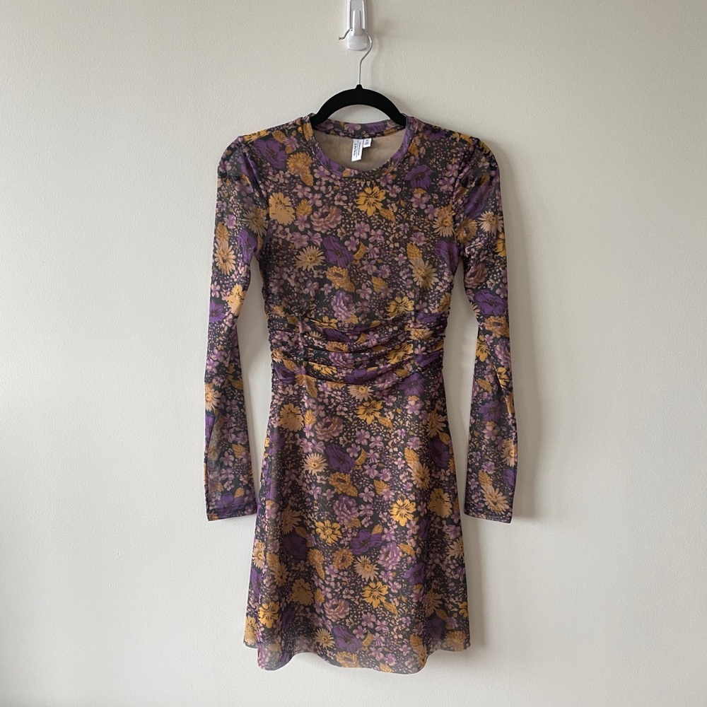 & Other Stories Mesh mini dress in floral